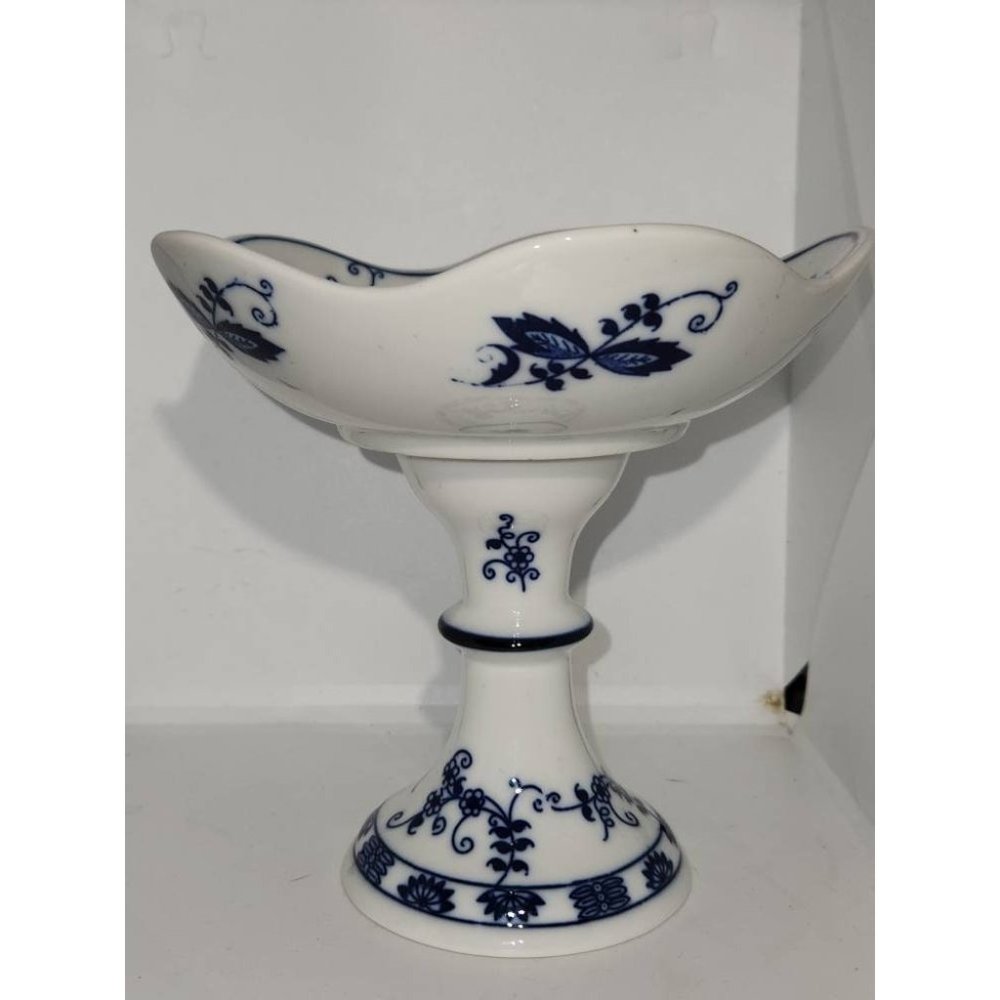 Vintage Vienna Woods Fine China Porcelain Blue Onion 6" Pedestal Compote Bowl Di